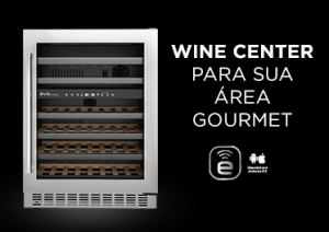 Wine Center para sua Área Gourmet - imagem de um refrigerador de vinhos Evol com design moderno e elegante.