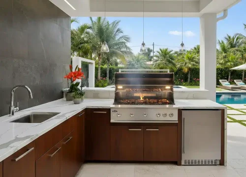 área gourmet com churrasqueira elegante